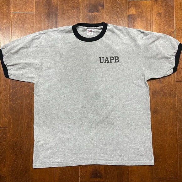 UAPB Vintage HBCU Stamp Out Smoking Ringer T-Shirt Gray Black Men's 2X - Picture 3 of 6